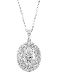 Effy - Effy Lab Grown Diamond Oval & Round Double Halo 18" Pendant Necklace (2-3/4 Ct. T.w. - Lyst