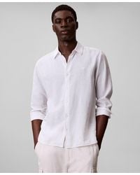 Calvin Klein - Solid Linen-blend Shirt - Lyst