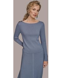 Donna Karan - Long Sleeves Button Detail Sweater - Lyst