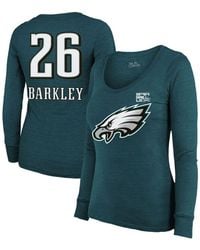 Majestic - Saquon Barkley Philadelphia Eagles Super Bowl Lix Player Name Number Tri-blend Long Sleeve Scoop Neck T-shirt - Lyst