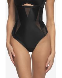 Felina - Uplifted Satin Mesh Body Mapped High-waist Shaper Thong - Lyst
