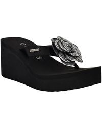 Guess - Damani Rhinestone Flower Eva Platform Wedge Sandals - Lyst