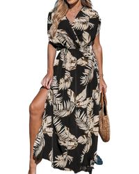 CUPSHE - Tropical Plunging-v Maxi Cover Up Dress - Lyst