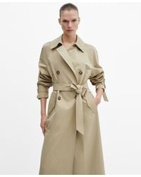 Mango - Double-breasted Cotton Trench Coat - Lyst