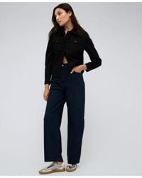 Kenneth Cole - Denim Trucker Button Front Jacket High Rise Barrel Leg Denim Jeans - Lyst