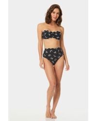 Cece - Scallop Contrast Over The Shoulder Bandeau Bikini Top High Wast Brief Bottom - Lyst