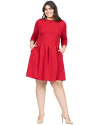 24seven Comfort Apparel - Plus Size Perfect Fit And Flare Pocket Dress - Lyst