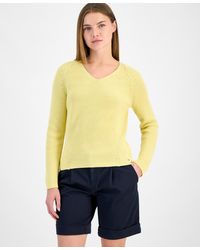 BOSS - V-neck Long-sleeve Cotton Sweater - Lyst