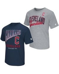 Starter - 2-pack Navy/heather Gray Cleveland Guardians T-shirt Set - Lyst