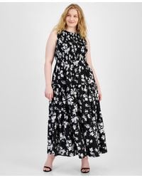 Anne Klein - Plus Size Floral Smocked-bodice Maxi Dress - Lyst