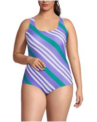 Lands' End - Plus Size Chlorine Resistant Tugless One Piece Swimsuit Soft Cup - Lyst