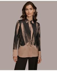 Donna Karan - Long Sleeve Button Down Blouse - Lyst
