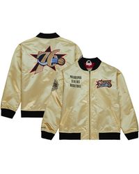 Mitchell & Ness - Distressed Philadelphia 76ers Team Og 2.0 Vintage-like Logo Satin Full-zip Jacket - Lyst