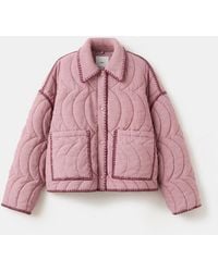 Mango - Contrasting Trim Quilted Jacket - Lyst