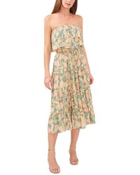 1.STATE - Floral-print Strapless Ruffle-tiered Midi Dress - Lyst