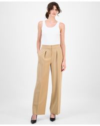 Anne Klein - High Rise Pleated Wide Leg Ultra Fine Twill Pants 0p 16 - Lyst