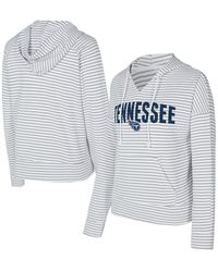 Concepts Sport - White/gray Tennessee Titans Liftoff Striped V-neck Hoodie - Lyst