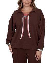 Ruby Rd. - Plus Size Stripe Trim Drawstring Pullover Top - Lyst
