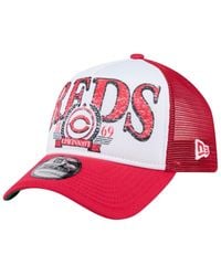 KTZ - White/red Cincinnati Reds Distressed 9forty A-frame Adjustable Trucker Hat - Lyst
