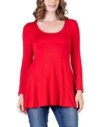 24seven Comfort Apparel - Long Sleeve Swing Style Flare Tunic Top - Lyst