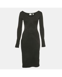 Pre-owned Burberry - Black Stretch Knit Flared Mini Dress - Lyst