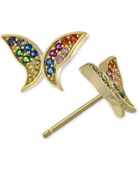 Giani Bernini Rainbow Cubic Zirconia Butterfly Stud Earrings In 18k Gold-plated Sterling Silver, Created For Macy's - Metallic