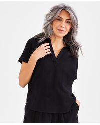 Style & Co. - Cotton Gauze Popover Collared Top - Lyst