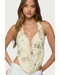 Edikted - Beaded Chiffon Backless Cowl Neck Top - Lyst