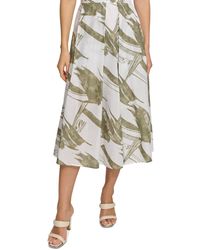 DKNY - Printed Pleated Cotton Voile Midi Skirt - Lyst