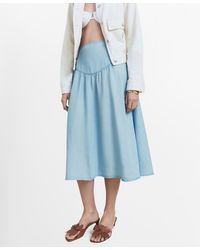 Mango - Gathered Detail Lyocell Midi Skirt - Lyst
