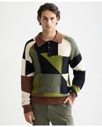 Scotch & Soda - Patchwork Long Sleeve Polo Sweater - Lyst