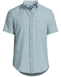 Lands' End - Short Sleeve Button Down Chambray Traditional Fit Shirt - Lyst