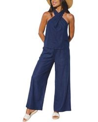 CUPSHE - Criss-cross Halter Neck Tank Top And High-waisted Wide Leg Pants Outfits - Lyst