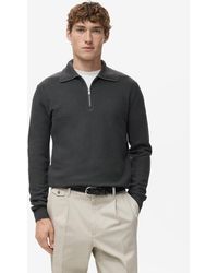 Mango - Zipper Collar Microstructure Sweater - Lyst