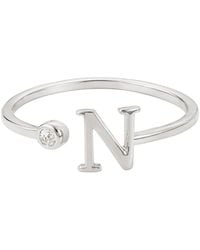 Adornia - Silver Adjustable Cz Initial Ring - Lyst