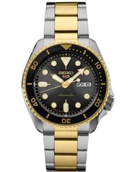 Seiko - Automatic 5 Sports Two-tone Stainless Steel Bracelet Watch 43mm - Lyst