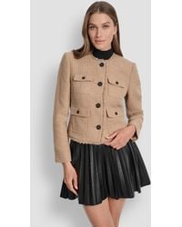 DKNY - Tweed Pocket-front Crop Jacket - Lyst