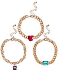 Jessica Simpson - 3-piece Chunky Gemstone Chain Bracelet Set - Lyst