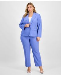 Le Suit - Plus Size Pinstriped Notch-collar One-button Jacket & Straight-leg Mid-rise Pants - Lyst