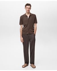 Mango - Openwork Knit Structured Shirt - Lyst