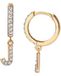 Giani Bernini Cubic Zirconia Initial Dangle Hoop Earrings In 18k Gold-plated Sterling Silver, Created For Macy's - Metallic