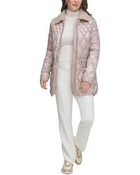 Calvin Klein - Faux-fur-collar Quilted Coat - Lyst