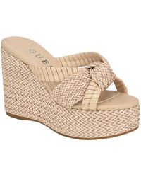 Guess - Eveh Knotted Jute Wrapped Platform Wedge Sandals - Lyst