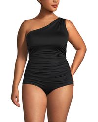 Lands' End - Plus Size Ruched One Shoulder Midkini Top - Lyst