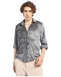 Campus Sutra - Solid Velvet Shirt - Lyst