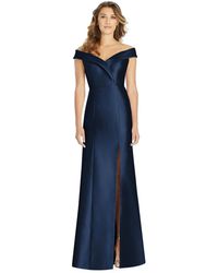 Alfred Sung - Off-the-shoulder Satin Gown - Lyst