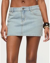Edikted - Spencer Low Rise Denim Micro Skirt - Lyst