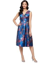 Sl Fashions - Petite Metallic Jacquard A-line Dress - Lyst