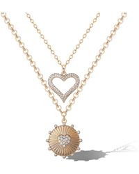 Jessica Simpson - 2-piece Gold & Silver Heart And Eye Layered Necklace Set - Lyst