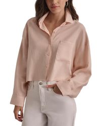 DKNY - Oversized Cropped Button-front Shirt - Lyst